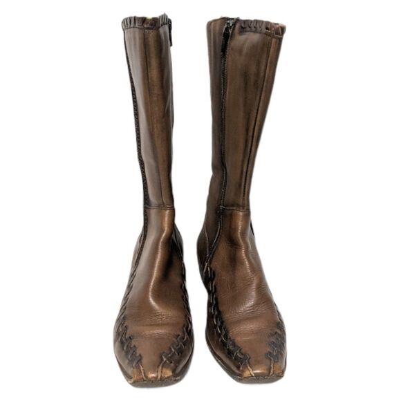 PIKILONOS Distressed Whip Stitch Leather Boots 37 - Picture 2 of 11